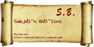 Sabján Bálint névjegykártya