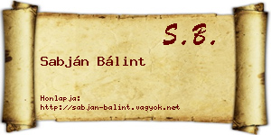Sabján Bálint névjegykártya